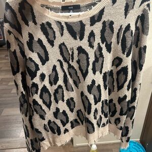 Fate Women's Leopard Print Sweater - Black and Cream